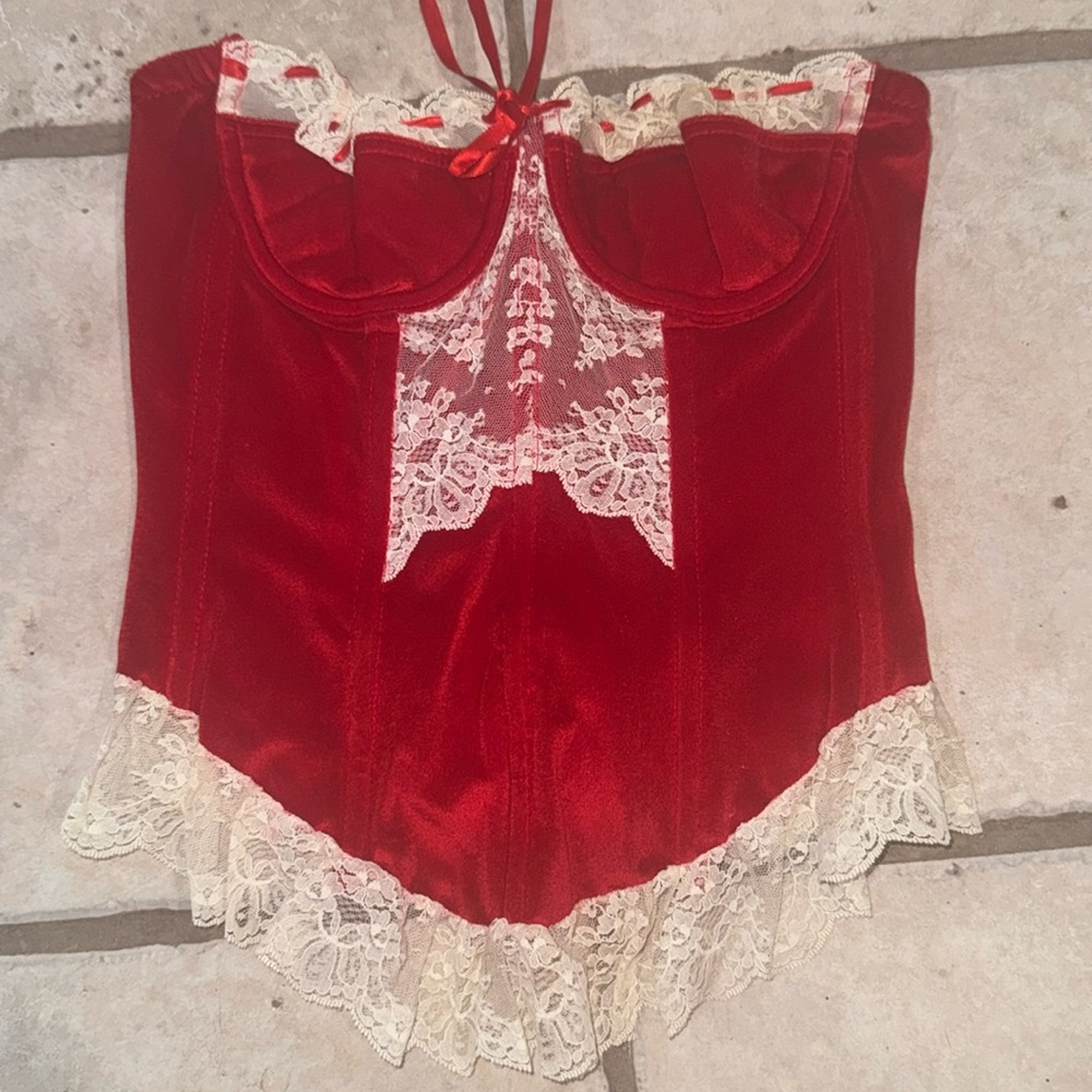 Elegant Red Lace Bustier Top